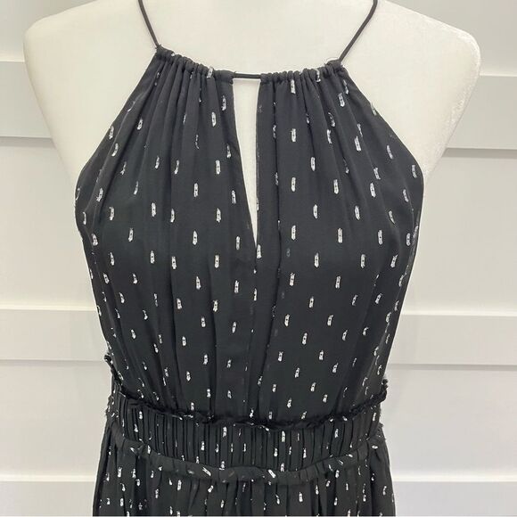 Joie Little Black Dress Silver Metallic Size Small Halter Spaghetti Straps - Picture 6 of 9